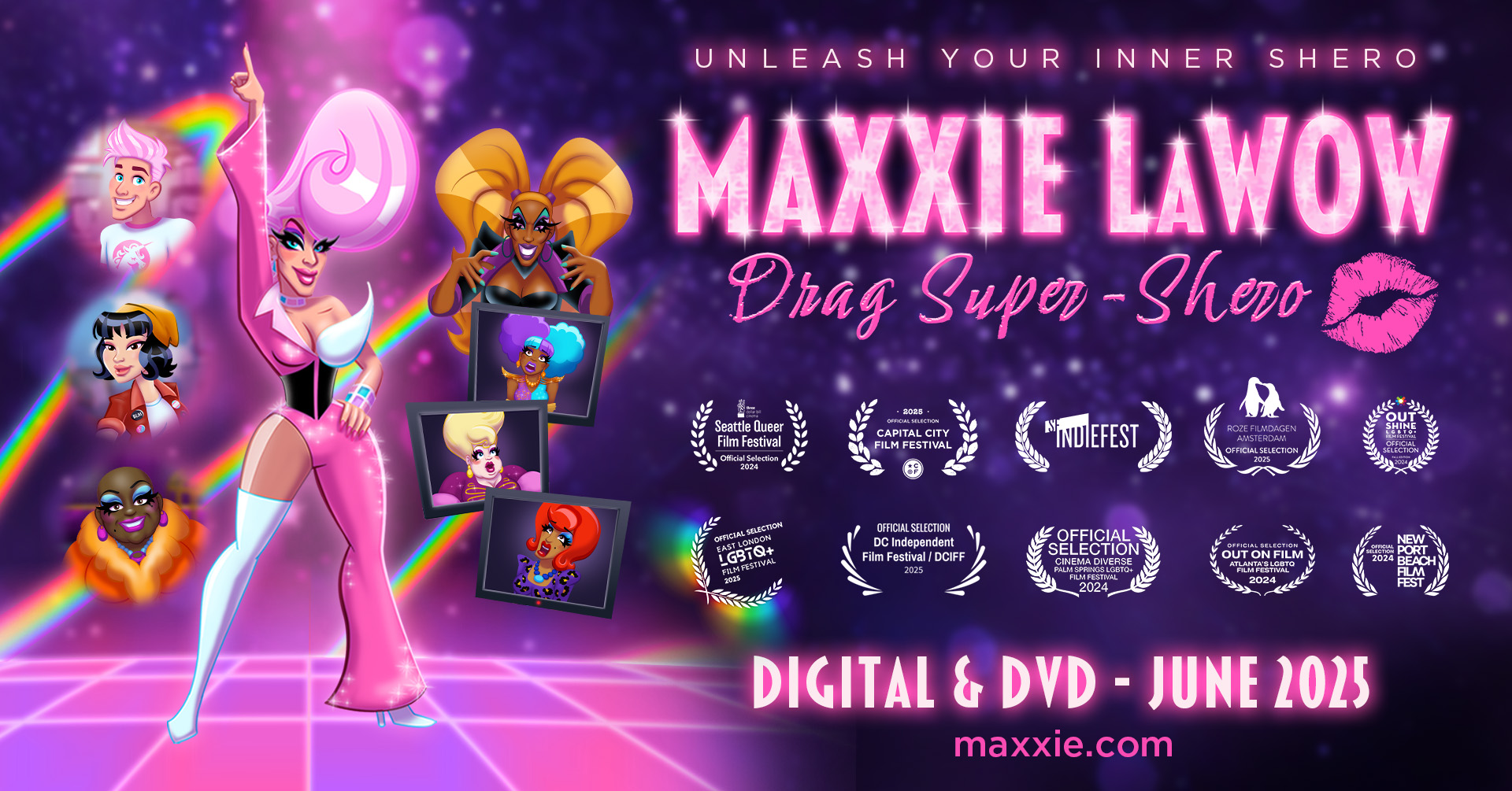 Promotional poster with film festival laurels and the text: Digital and DVD Coming June 2025.